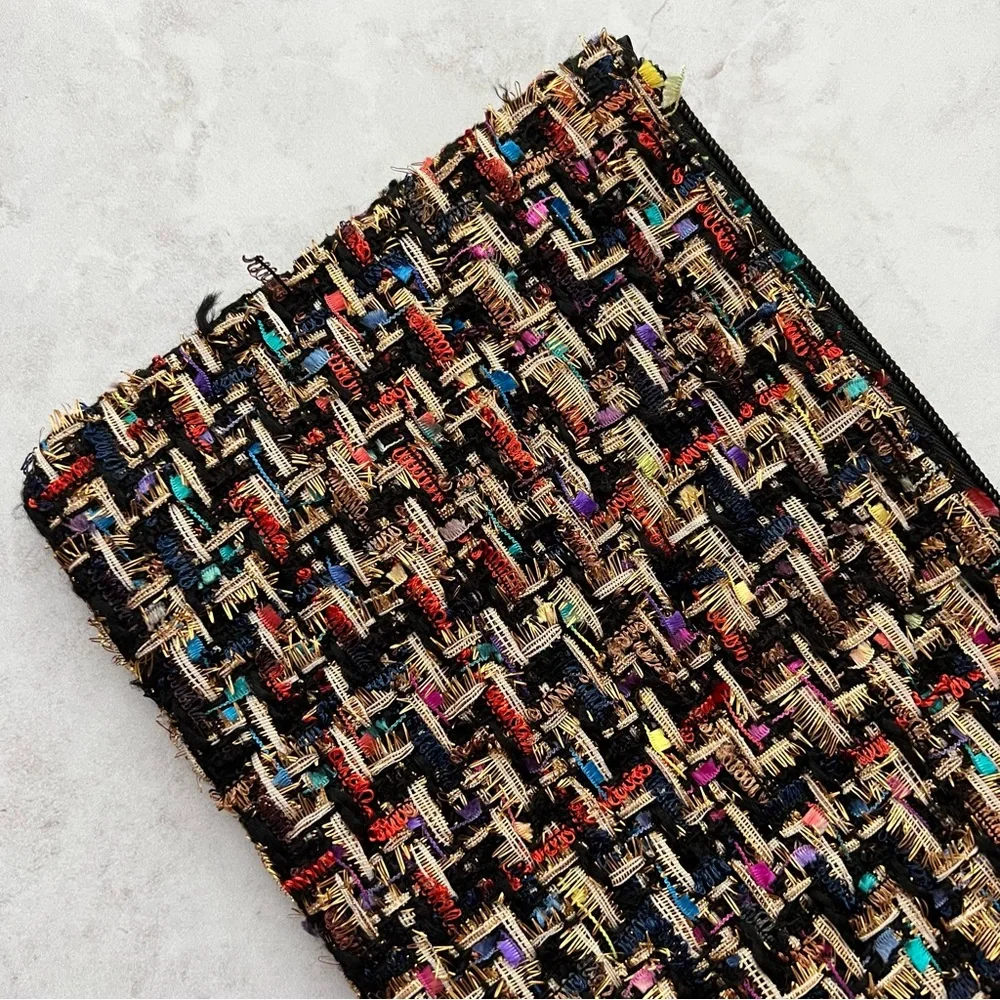 NWT Nordstrom Tweed Beauty Makeup Cosmetic Bag Zipper Pouch Case